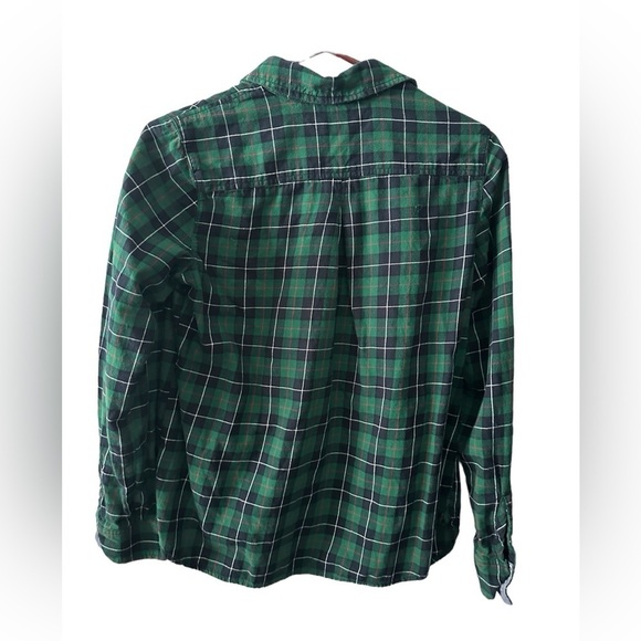 Tommy Hilfiger Green plaid women's partial button-down long sleeve shirt size Sm - Picture 2 of 10